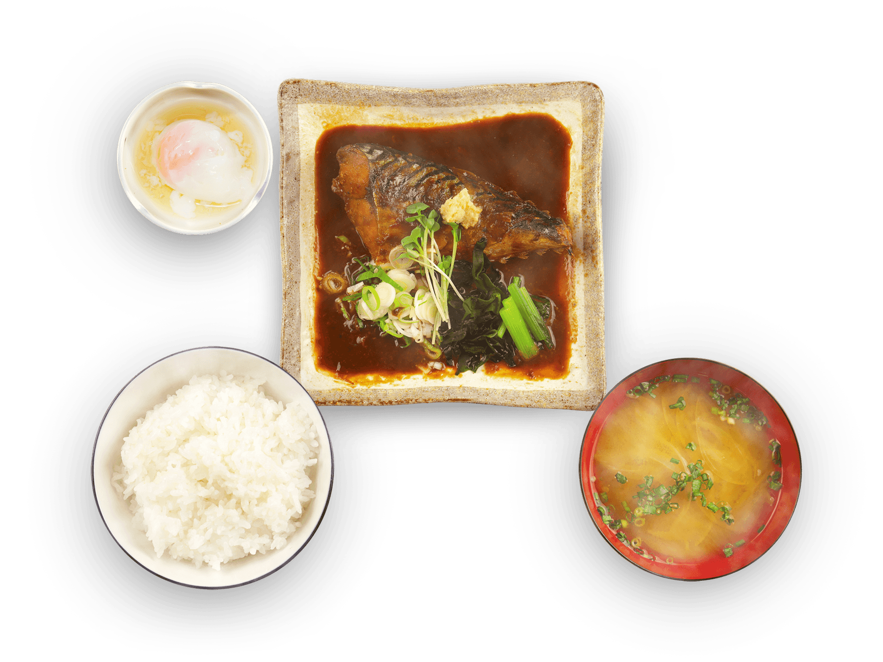 さばの味噌煮定食(温泉卵、小鉢つき)